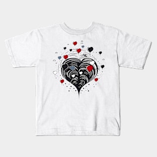 Black and White Hearts Kids T-Shirt